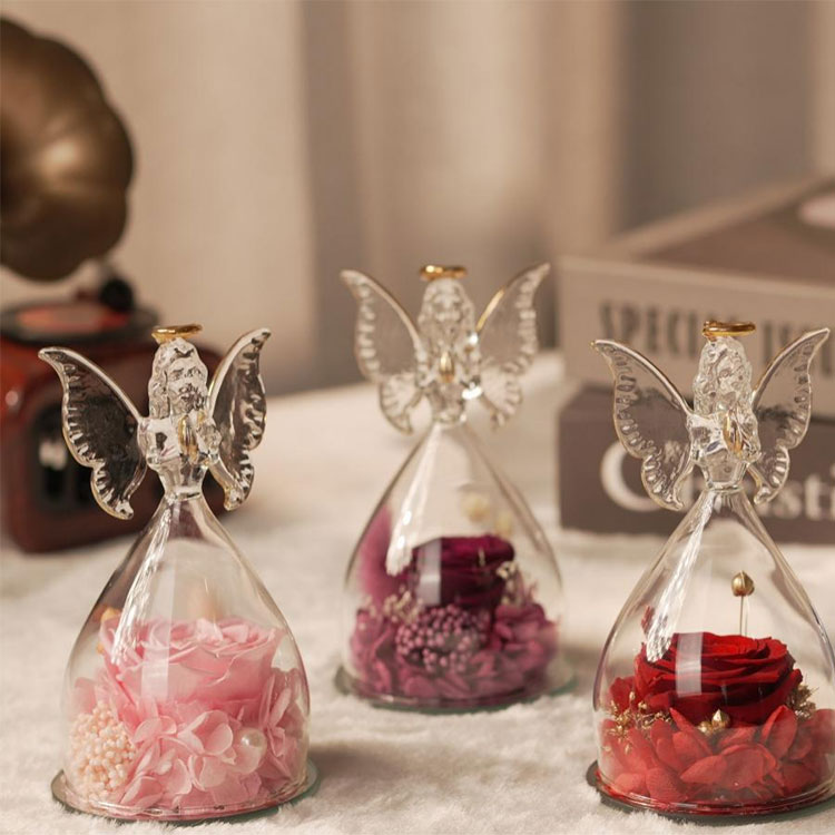 గ్లాస్ ఏంజెల్ సంరక్షించబడిన ఫ్లవర్ బహుమతి