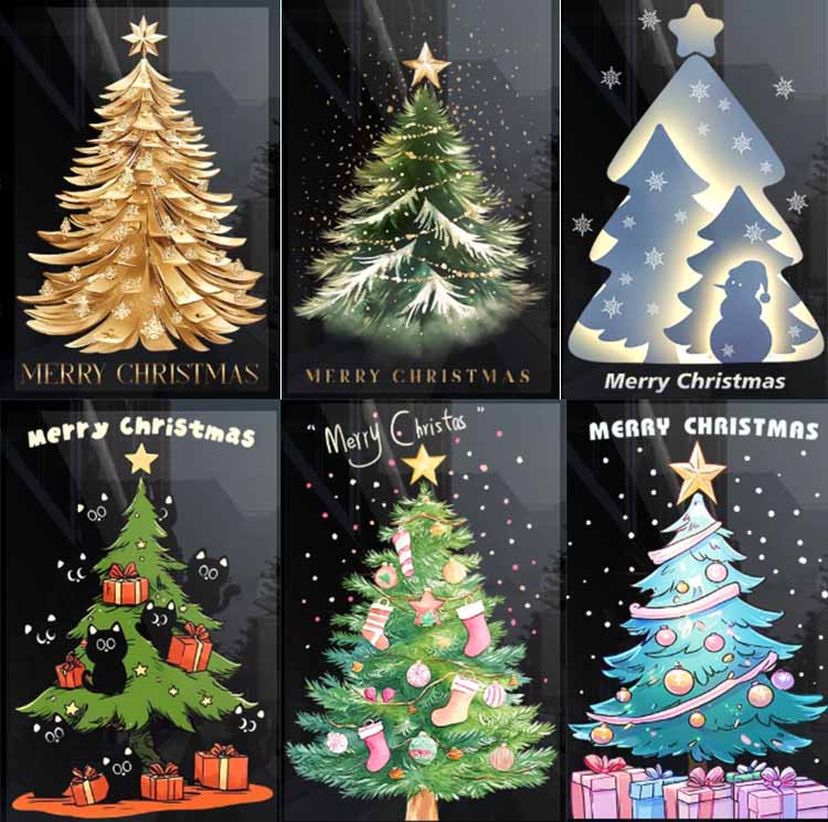 Christmas decorative static glass door sticker